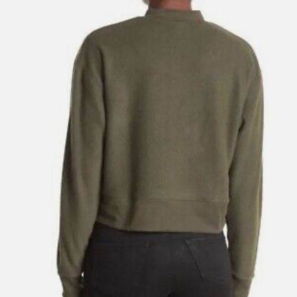 Abound NWT Cozy Cropped Fleece Sweatshirt in olive night size Xl - Picture 2 of 3